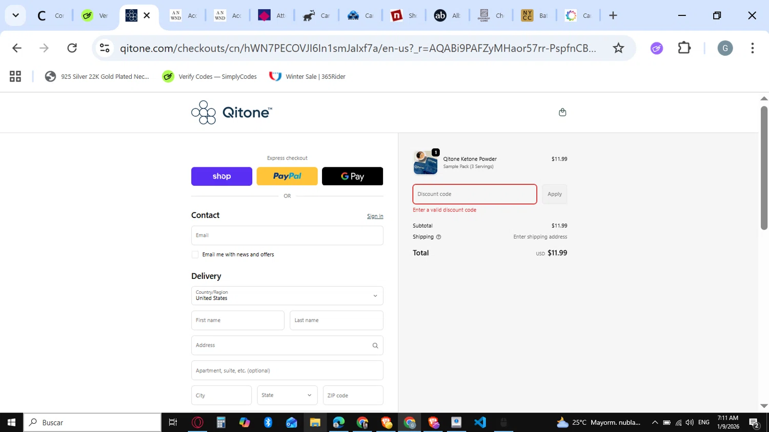Qitone promo code screenshot showing code LASTCHANCE15 applied at Qitone checkout page. Uploaded by SimplyCodes community member guest_623525963 on Jan 9, 2026