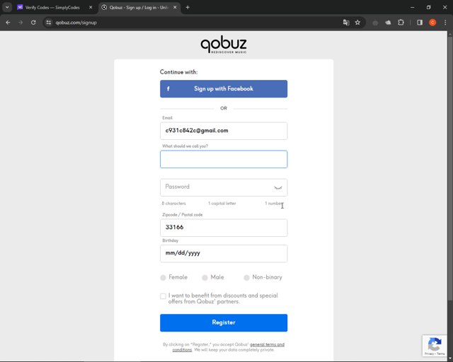 Qobuz checkout page showing Qobuz promo code box | Screenshot taken by SimplyCodes community member on Feb 2, 2024