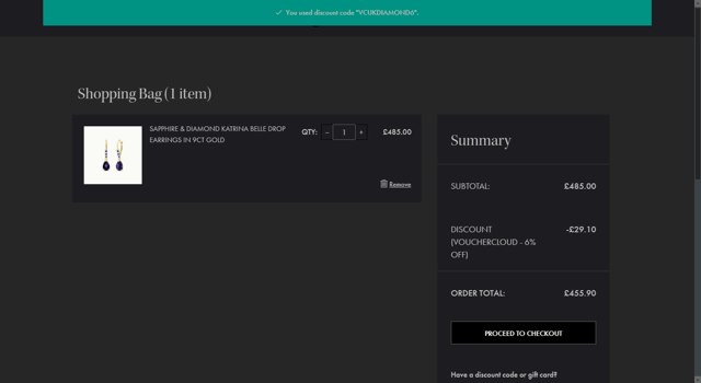 QP Jewellers checkout page showing QP Jewellers discount code box | Screenshot taken by SimplyCodes community member on Aug 8, 2025