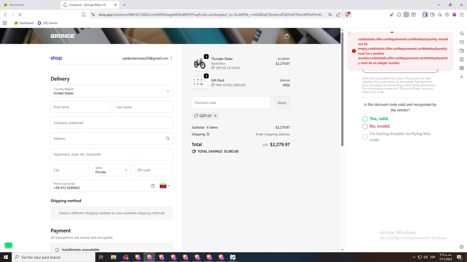 Qronge promo code screenshot showing code QZP120 applied at Qronge checkout page. Uploaded by SimplyCodes community member jHjJJJhgPlDmsdUYitrNMASDll on Nov 7, 2025