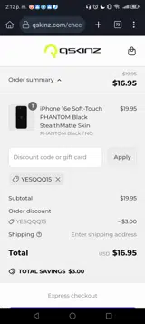 YESQQQ15 coupon verification screenshot