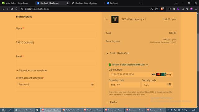 QuadLayers checkout page showing QuadLayers promo code box | Screenshot taken by SimplyCodes community member on Dec 16, 2024