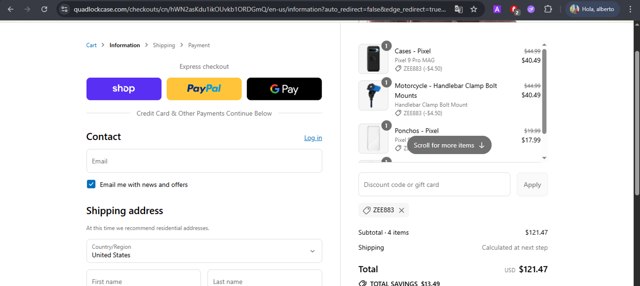 Quad Lock checkout page showing Quad Lock discount code box | Screenshot taken by SimplyCodes community member on Sep 4, 2025