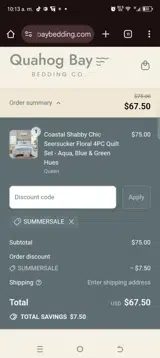 SUMMERSALE coupon verification screenshot