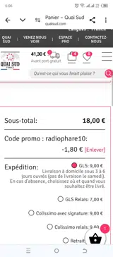 Quai Sud coupon verification screenshot