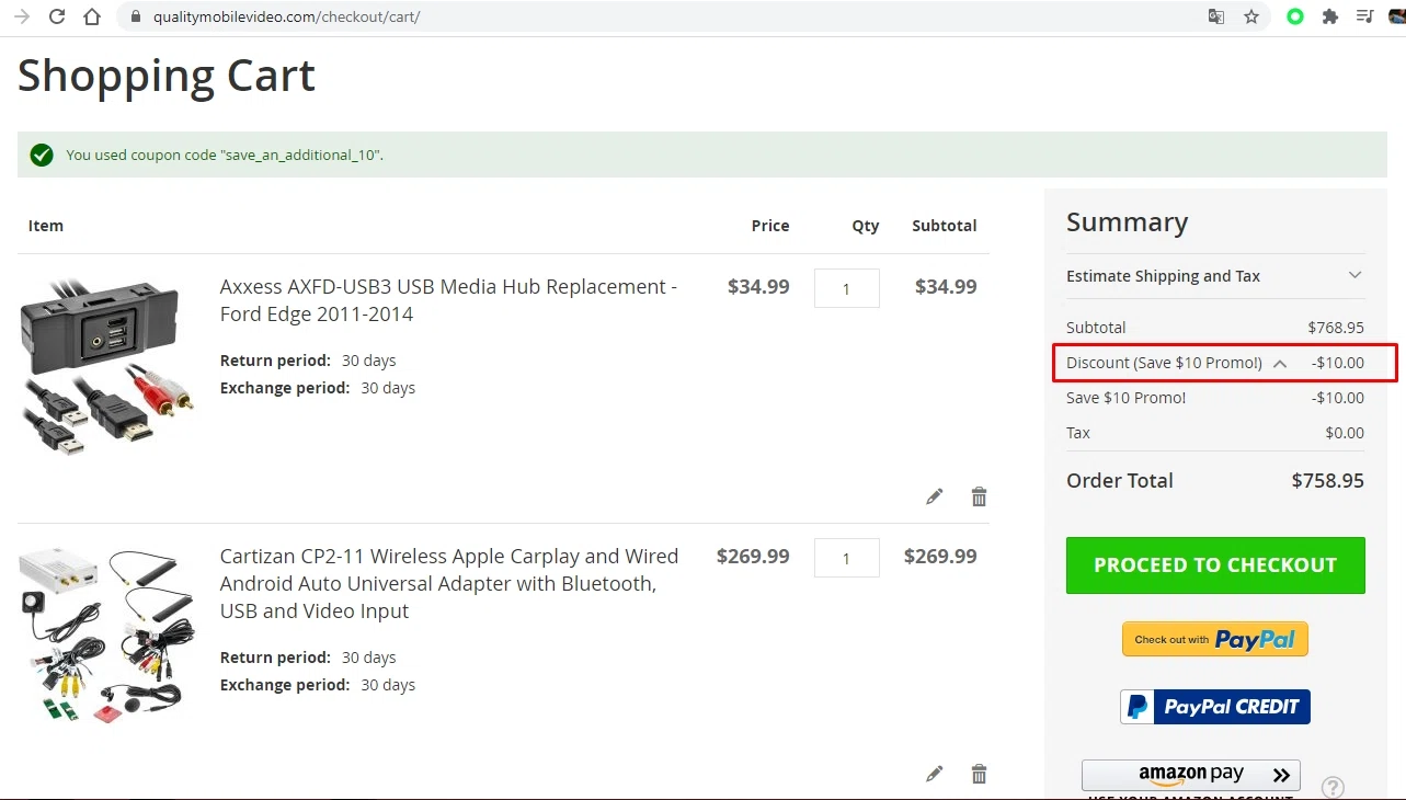 where to use Quality Mobile Video promo code box