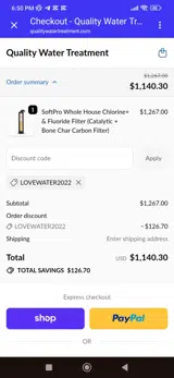 LOVEWATER2022 coupon verification screenshot