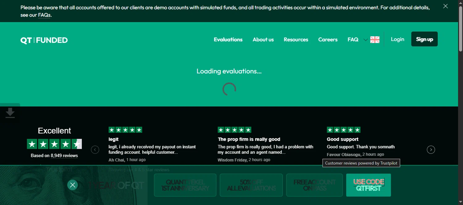 Quant Tekel promo code screenshot showing code QTFIRST applied at Quant Tekel checkout page. Uploaded by SimplyCodes community member 111111 on Sep 19, 2025