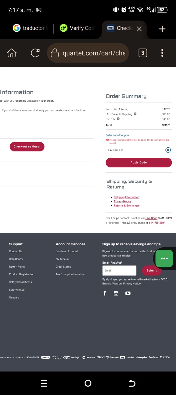 Quartet promo code screenshot showing code LABORTIER applied at Quartet checkout page. Uploaded by SimplyCodes community member Carolisea on Sep 25, 2025