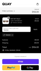 TAKE20 coupon verification screenshot
