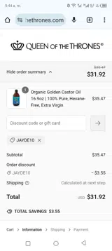 Jayde10 coupon verification screenshot