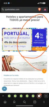 Quehoteles.com coupon verification screenshot