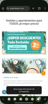 Quehoteles.com coupon verification screenshot