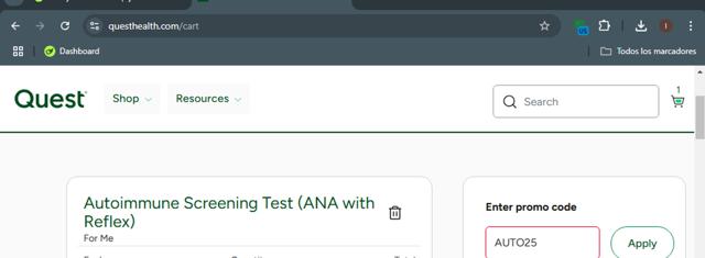 Quest checkout page showing Quest promo code box | Screenshot taken by SimplyCodes community member on Feb 21, 2025