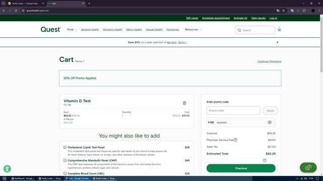 Quest checkout page showing Quest promo code box | Screenshot taken by SimplyCodes community member on Oct 24, 2024