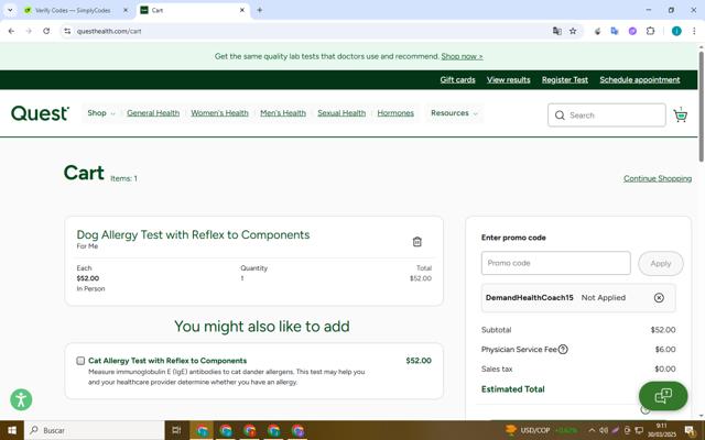 Quest checkout page showing Quest promo code box | Screenshot taken by SimplyCodes community member on Mar 30, 2025