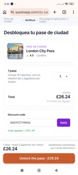 Questo coupon verification screenshot