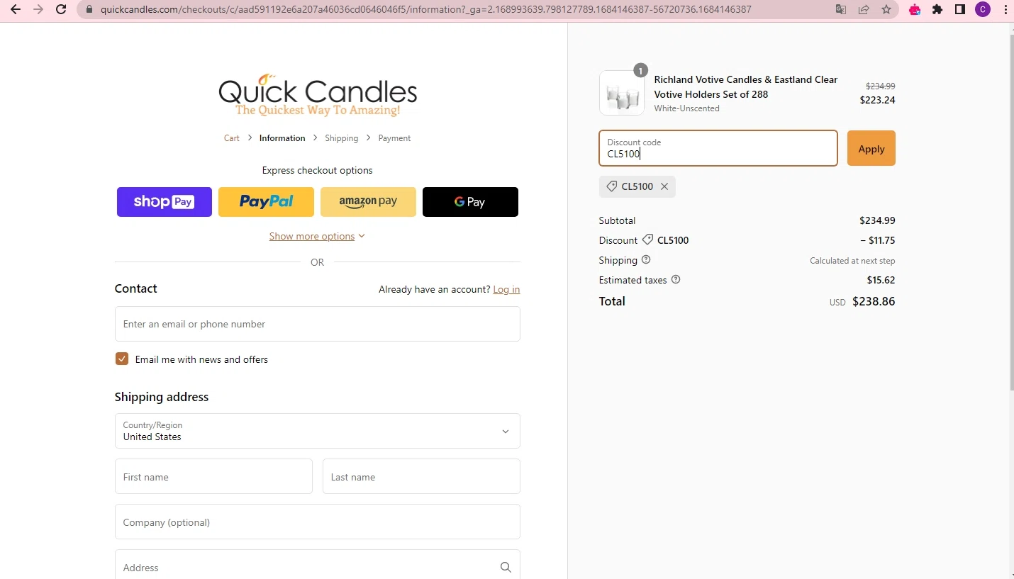 how to use Quick Candles coupons