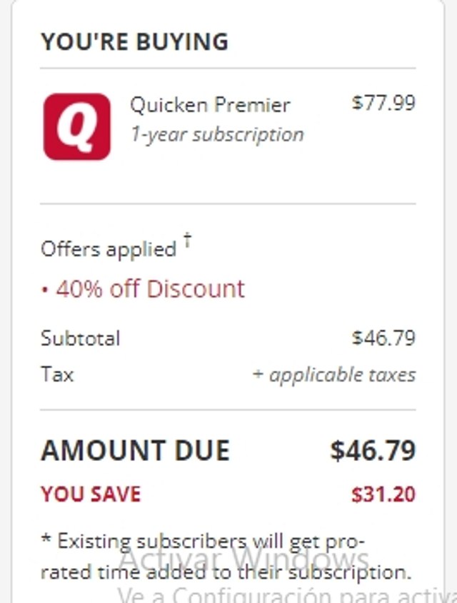 Quicken checkout page showing Quicken discount code box | Screenshot taken by SimplyCodes community member on Jan 5, 2022