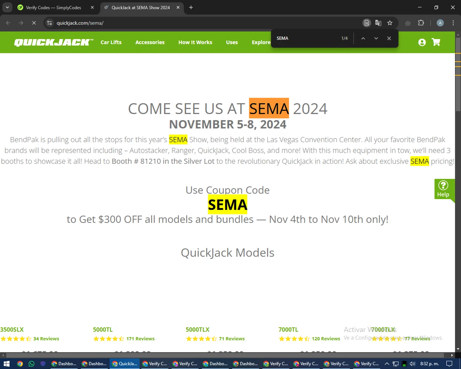 QuickJack checkout page showing QuickJack promo code box | Screenshot taken by SimplyCodes community member on Jan 17, 2025