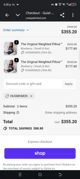 Hugmom20 coupon verification screenshot