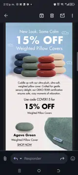 Cover15 coupon verification screenshot