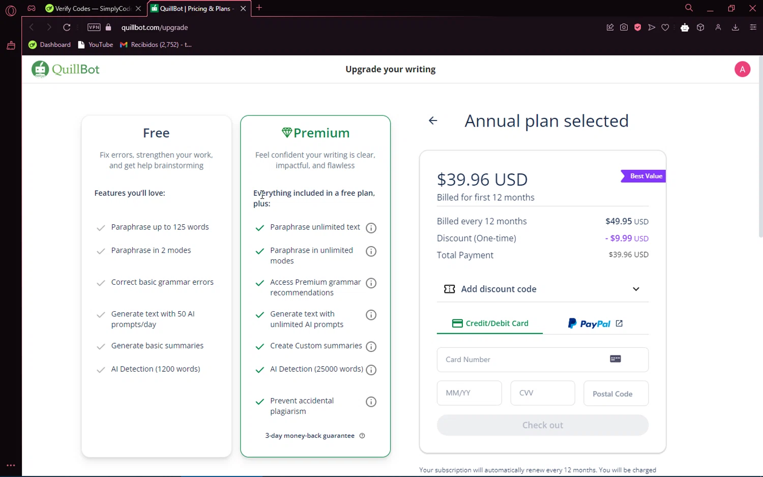 where to use QuillBot promo code box
