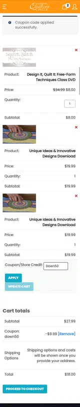 Down50 coupon verification screenshot