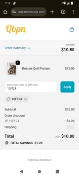 10ff24 coupon verification screenshot