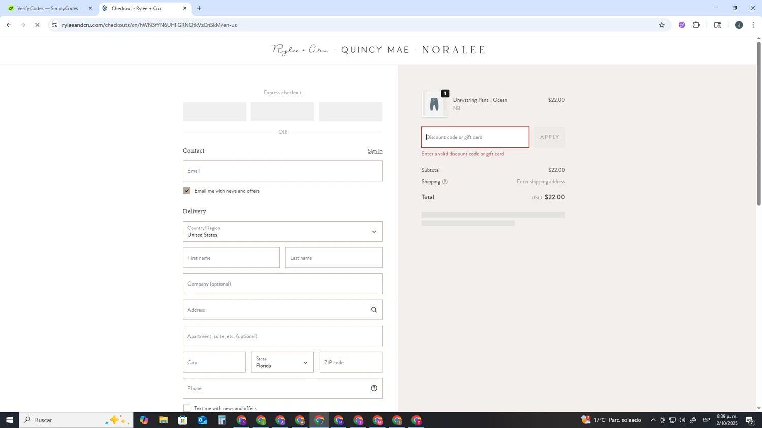 Quincy Mae discount code screenshot showing code DIANAJENN applied at Quincy Mae checkout page. Uploaded by SimplyCodes community member AVATIGRITO on Oct 3, 2025