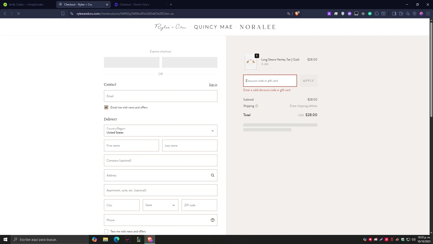 Quincy Mae discount code screenshot showing code GGFVICTORIA applied at Quincy Mae checkout page. Uploaded by SimplyCodes community member Tragedy on Oct 11, 2025