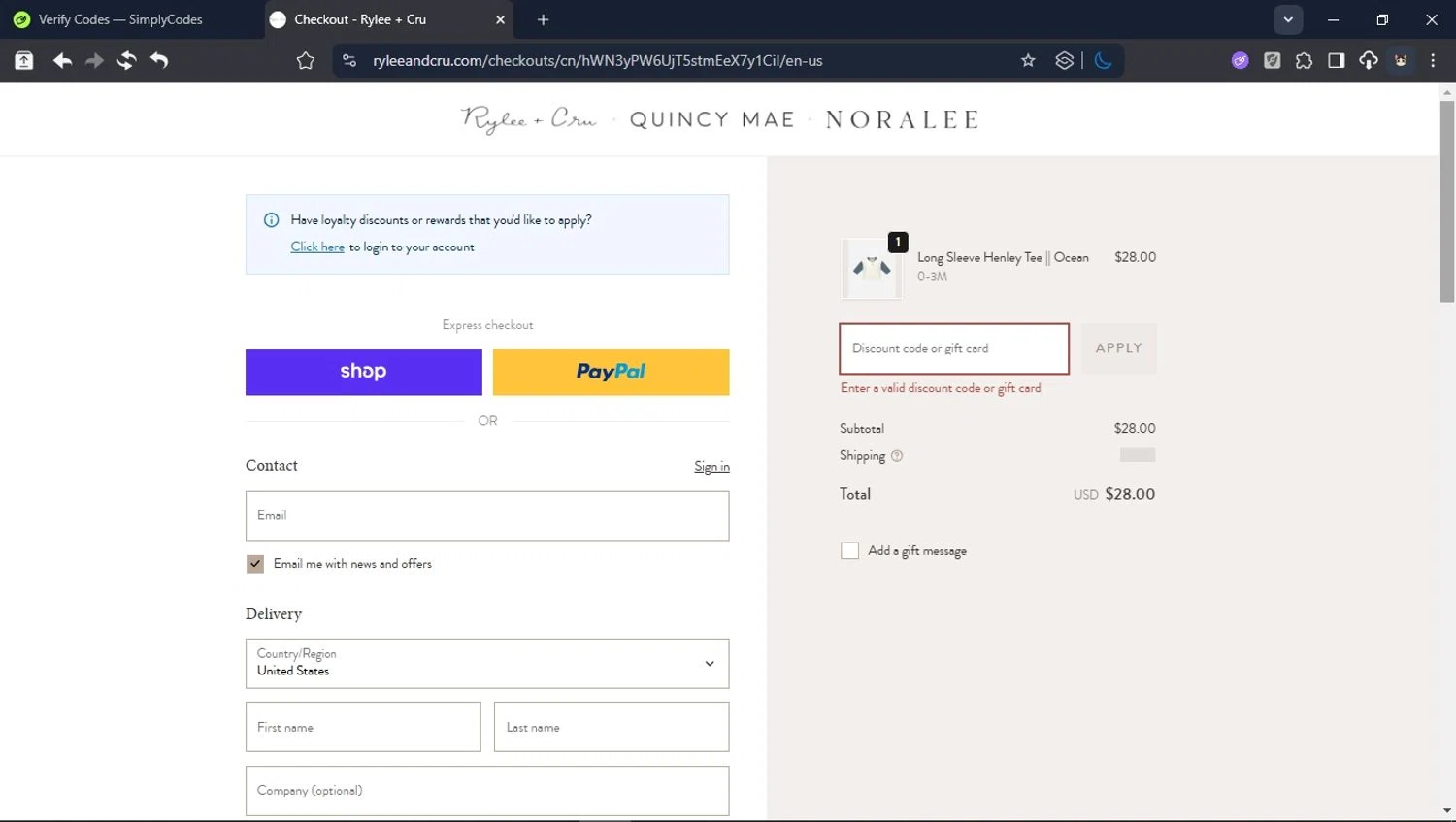 Quincy Mae discount code screenshot showing code GGFVICTORIA applied at Quincy Mae checkout page. Uploaded by SimplyCodes community member USER_RANDON on Oct 11, 2025