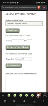 MysteryA777 coupon verification screenshot