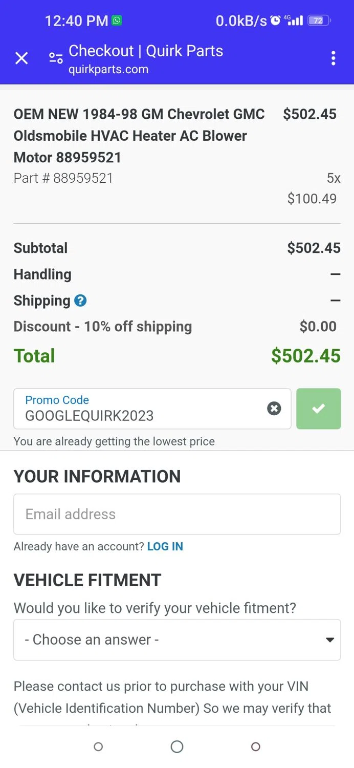 how to use Quirkparts coupons