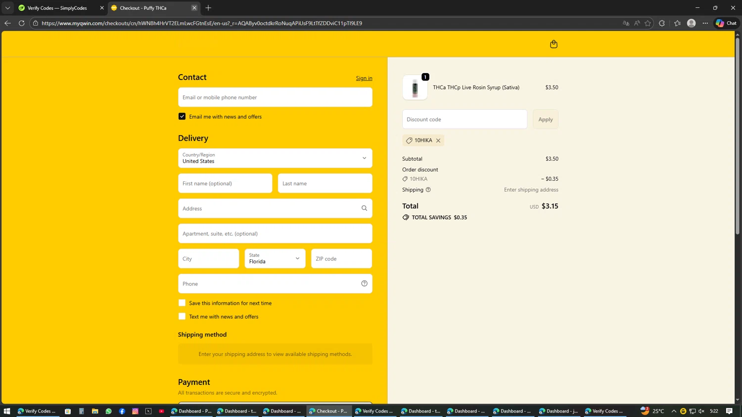 QWIN checkout page showing QWIN discount code box | Screenshot taken by SimplyCodes community member on Feb 12, 2026