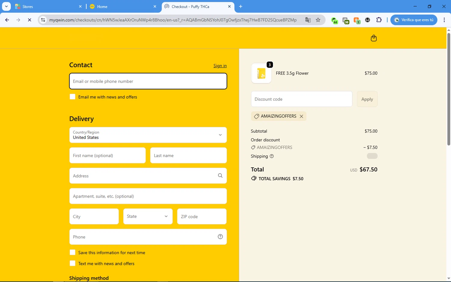 QWIN discount code screenshot showing code AMAIZINGOFFERS applied at QWIN checkout page. Uploaded by SimplyCodes community member SilverSage4676 on Dec 1, 2025