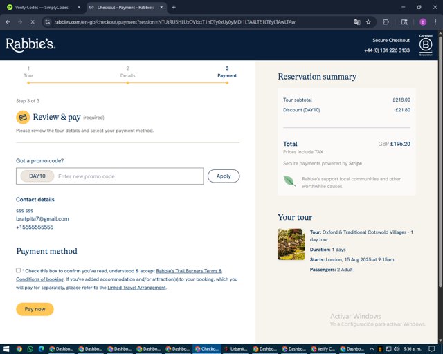 Rabbies checkout page showing Rabbies promo code box | Screenshot taken by SimplyCodes community member on Aug 10, 2025