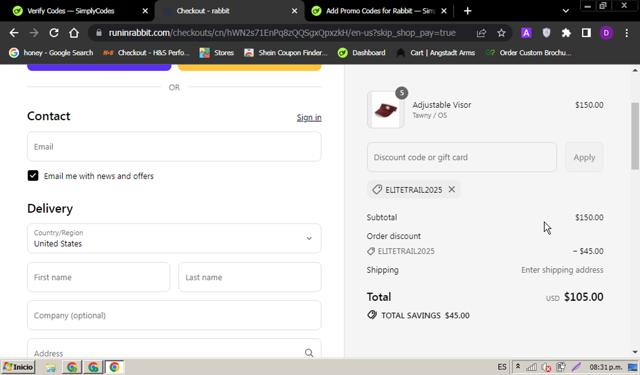 Rabbit checkout page showing Rabbit discount code box | Screenshot taken by SimplyCodes community member on Sep 12, 2025