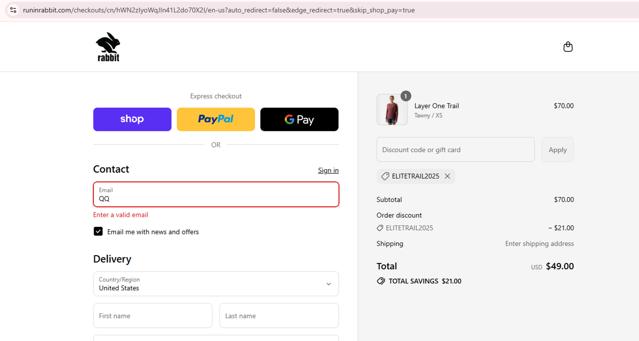 Rabbit checkout page showing Rabbit discount code box | Screenshot taken by SimplyCodes community member on Sep 15, 2025