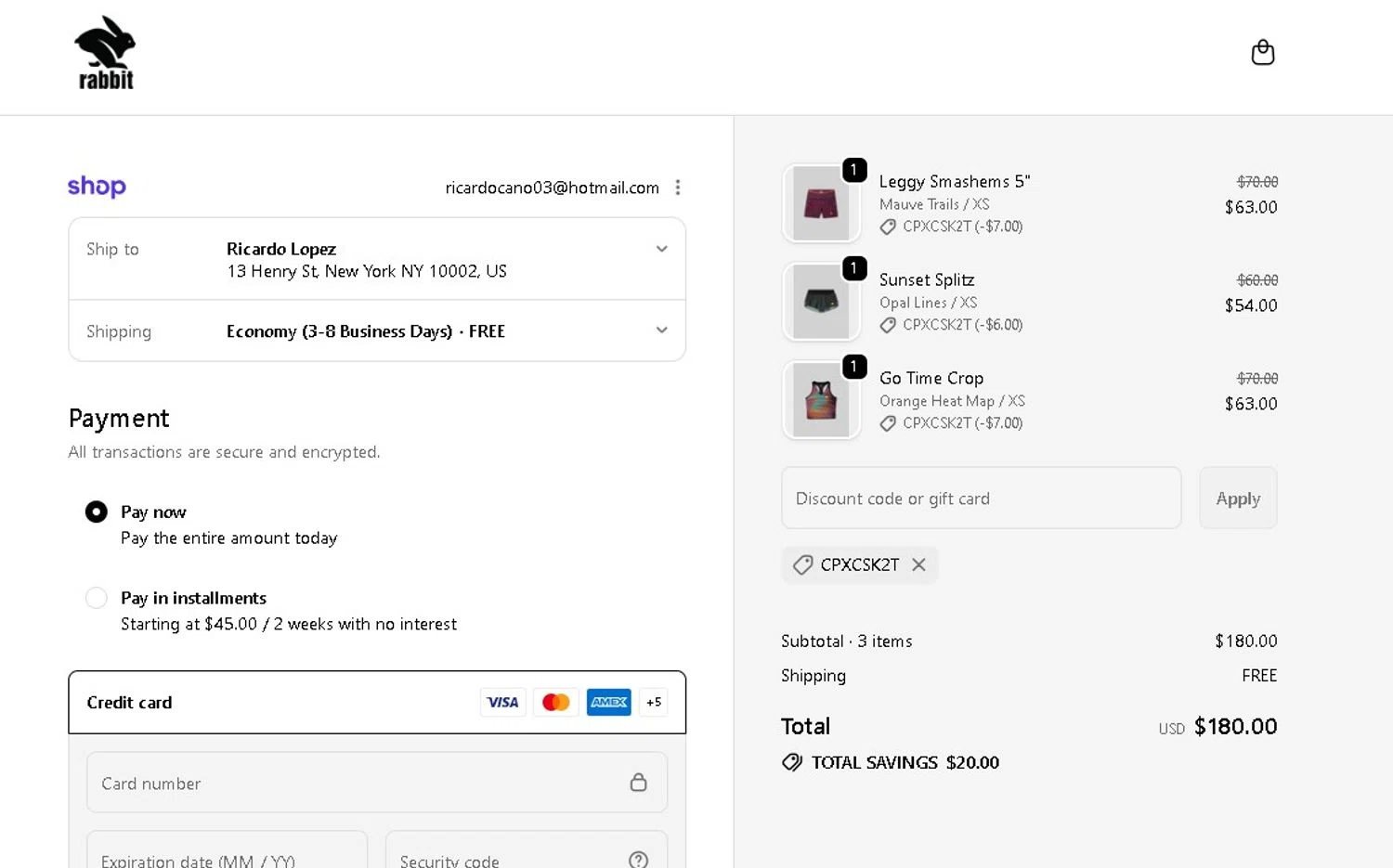 Rabbit promo code screenshot showing code CPXCSK2T applied at Rabbit checkout page. Uploaded by SimplyCodes community member LAMINEJAMAL on May 23, 2026