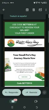 Rabbit Hole Hay coupon verification screenshot