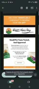 Rabbit Hole Hay coupon verification screenshot