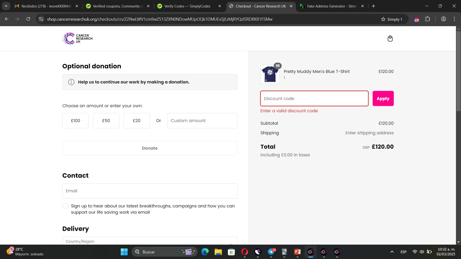 Race for Life promo code screenshot showing code RACE24NY applied at Race for Life checkout page. Uploaded by SimplyCodes community member LuckySentinel2466 on Mar 2, 2025