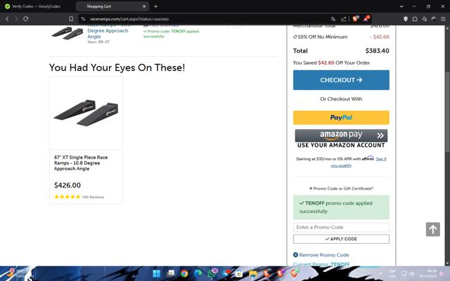 Race Ramps checkout page showing Race Ramps promo code box | Screenshot taken by SimplyCodes community member on Feb 20, 2025