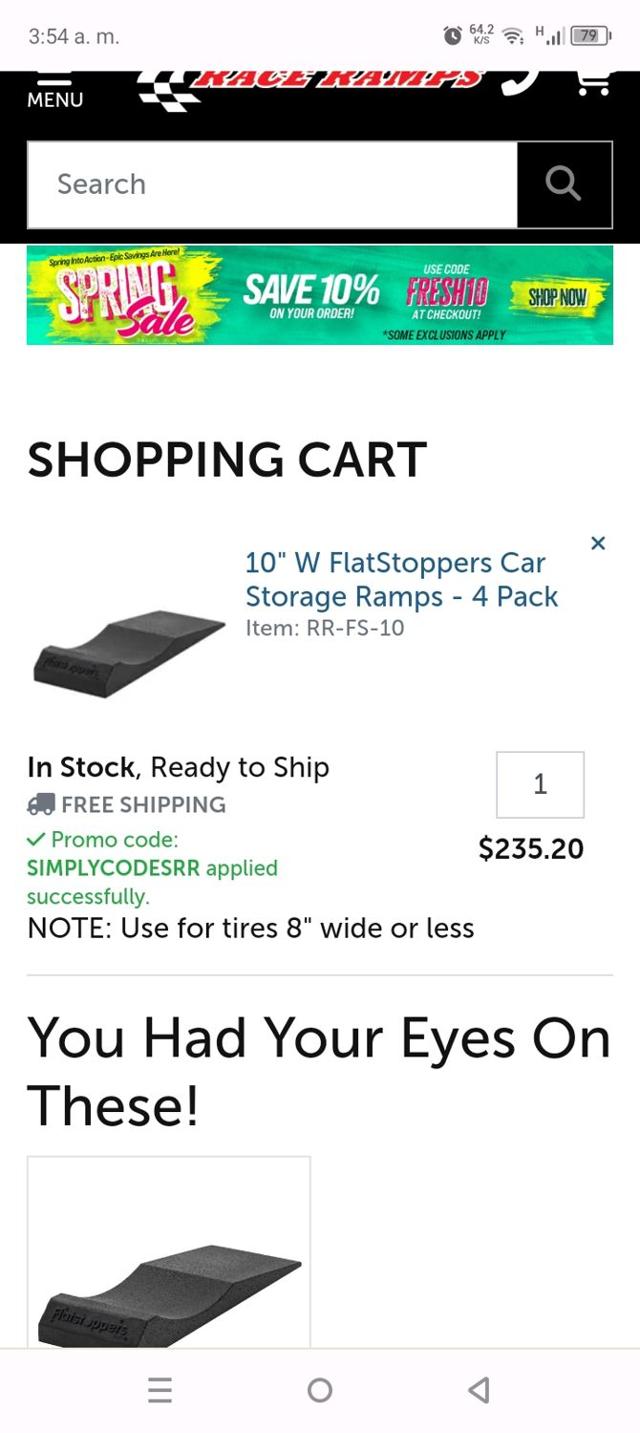 Race Ramps checkout page showing Race Ramps promo code box | Screenshot taken by SimplyCodes community member on Apr 22, 2025