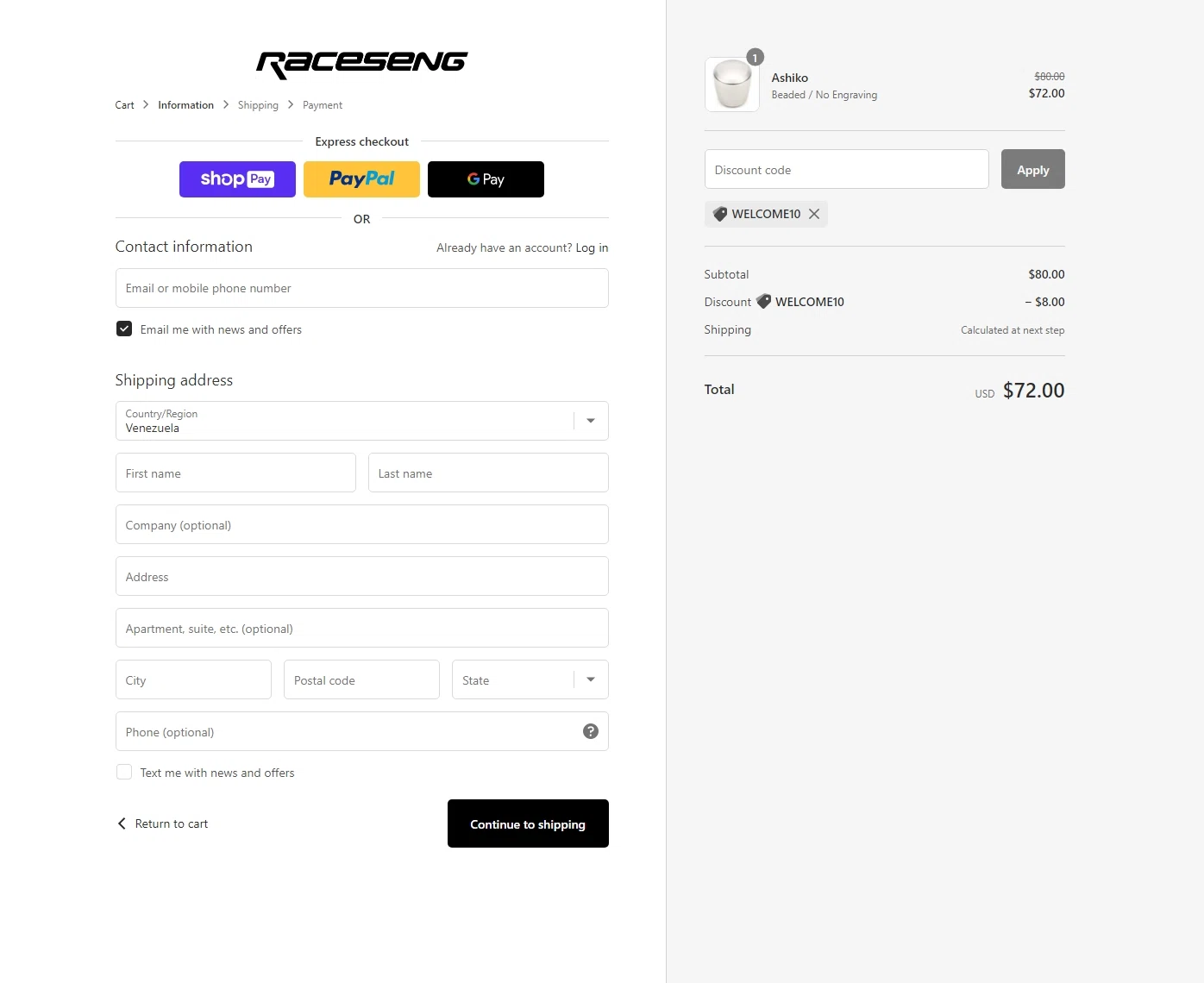 how to use Raceseng coupons