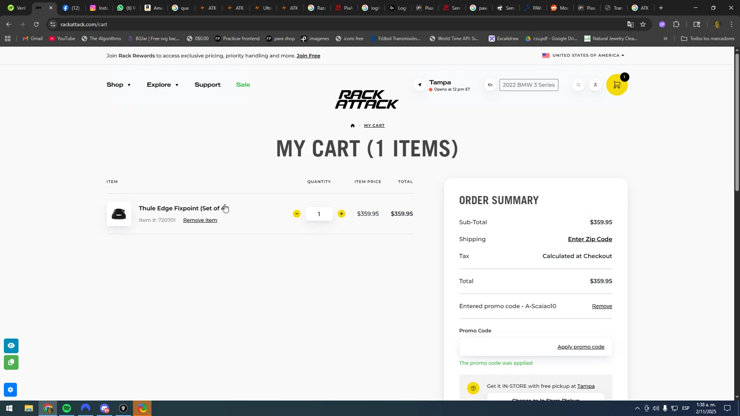 Rack Attack checkout page showing Rack Attack promo code box | Screenshot taken by SimplyCodes community member on Nov 2, 2025