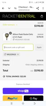 WILSON10 coupon verification screenshot