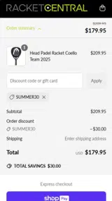 SUMMER30 coupon verification screenshot