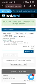 15OFFDEDI coupon verification screenshot